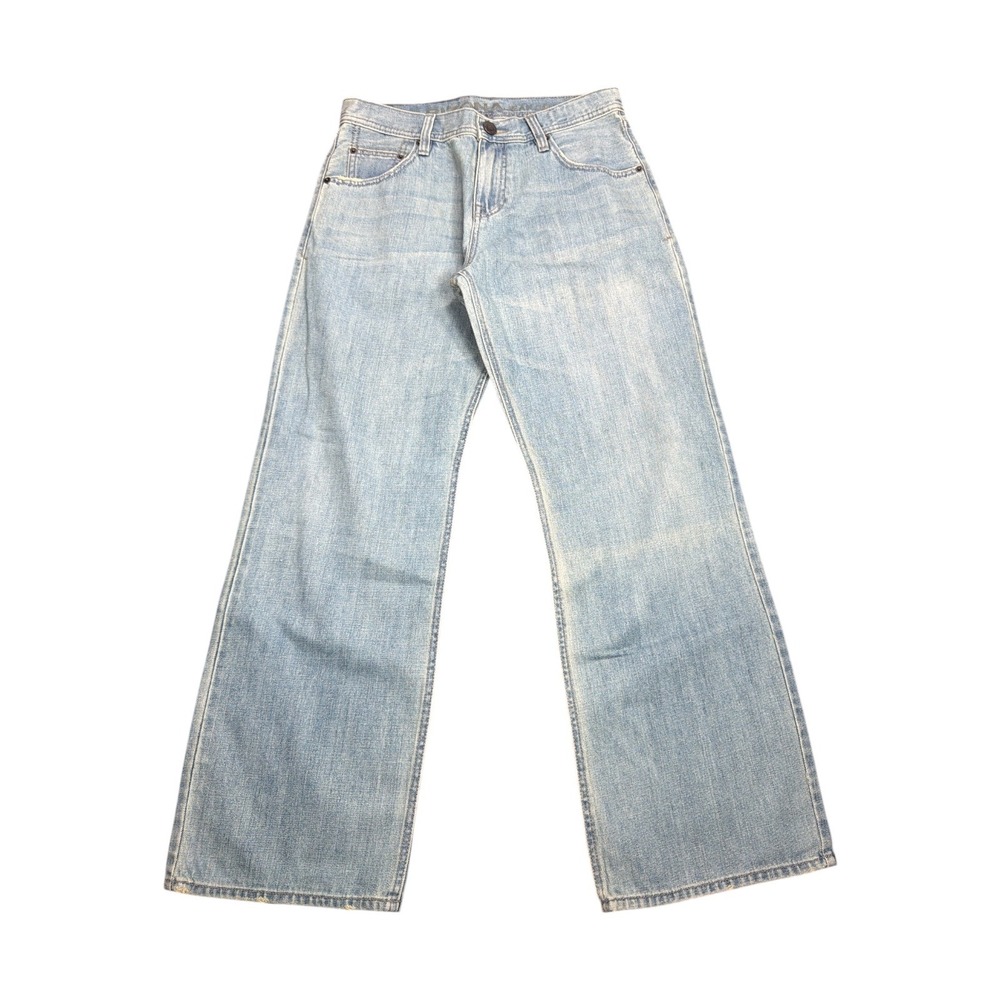Arizona Jean Co Mens Loose Straight Light Wash Blue Denim Jeans 30x30 Wide Leg